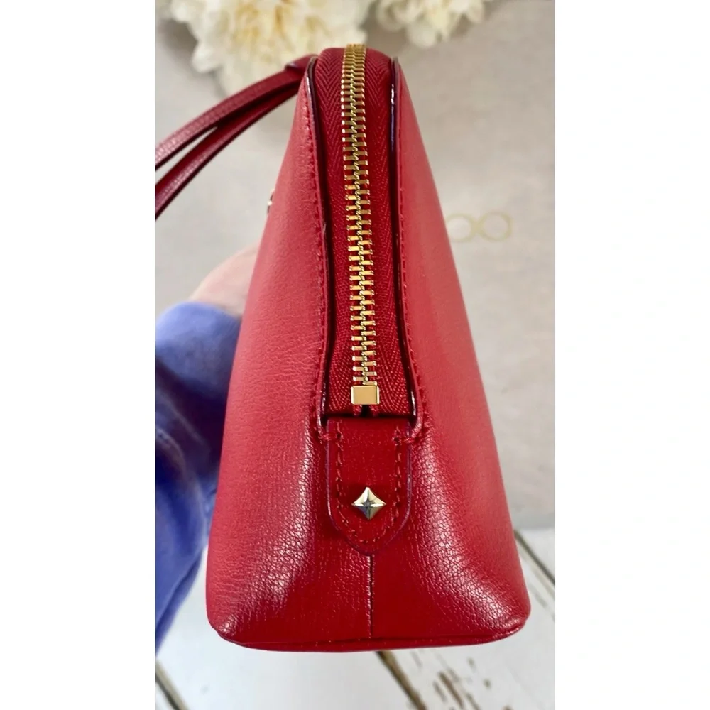 Jimmy Choo Red Saffiano Leather Cosmetic Bag - Picture 6 of 12